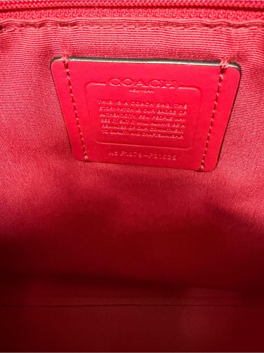 COACH Black Leather Tote Bag with Red Interior and Orange Tassel - Picture 6 of 7